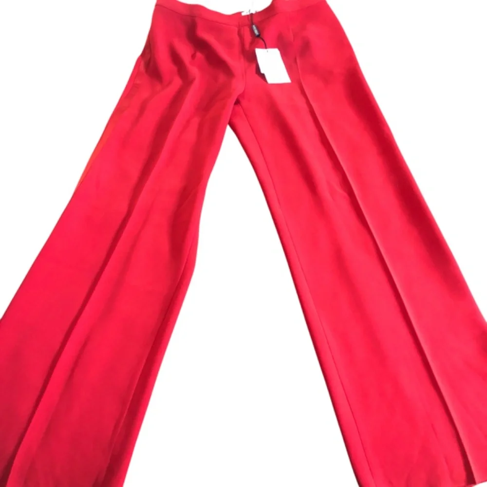 Marina Rinaldi Women's Red Tuxedo Stripe Trousers Pants Size 18 Made in Italy